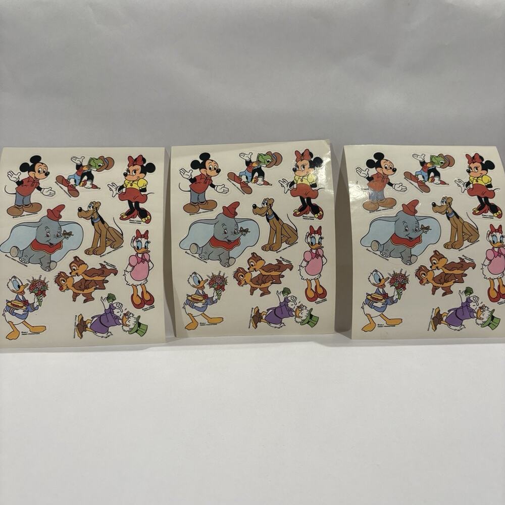 Vintage Walt Disney Sticker Sheets Mickey Minnie Donald Daisy collectible 1980s
